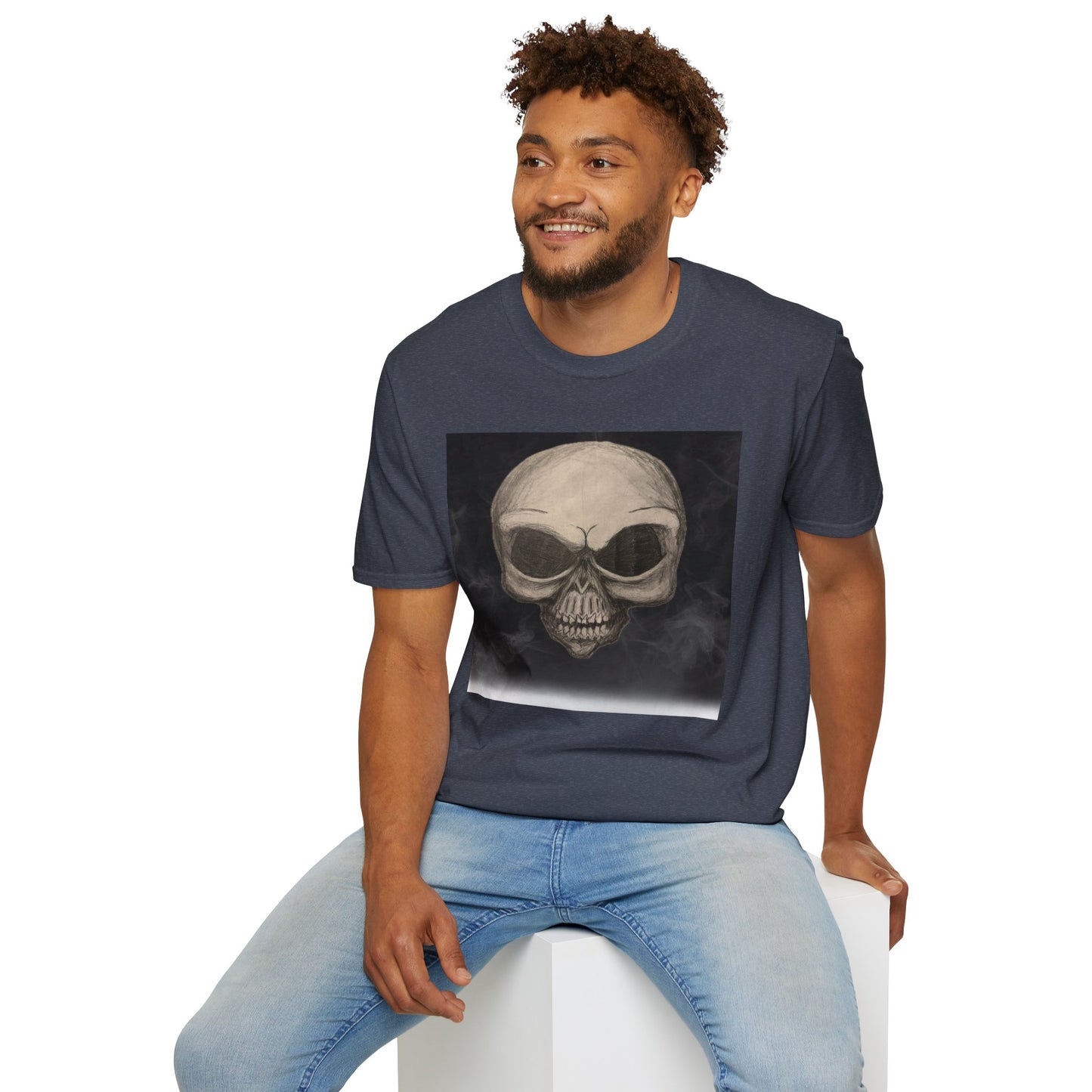 Skull Art Unisex Softstyle T-Shirt - Edgy Graphic Tee for Halloween, Festival Wear, Music Lovers, Gift Idea, Casual Style