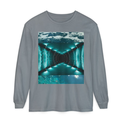 Abstract Fluid Unisex Garment-dyed Long Sleeve T-Shirt