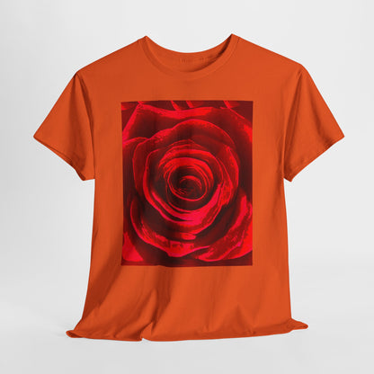 Romantic Rose Unisex Heavy Cotton Tee, Gift for Valentine's Day, Floral Shirt, Casual Wear, Love, Nature Lover Tee