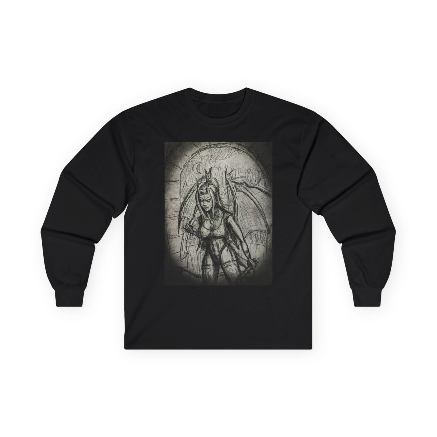 Gothic Winged Demon Long Sleeve Tee