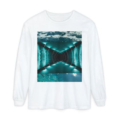Abstract Fluid Unisex Garment-dyed Long Sleeve T-Shirt
