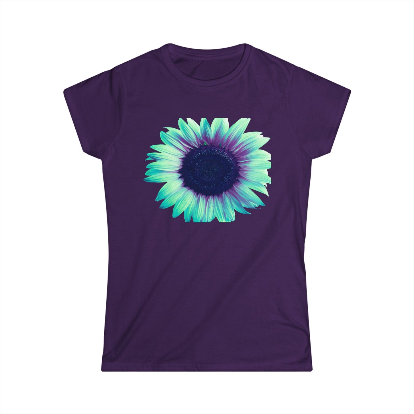 Women’s Tee — Teal & Purple Sunflower Graphic