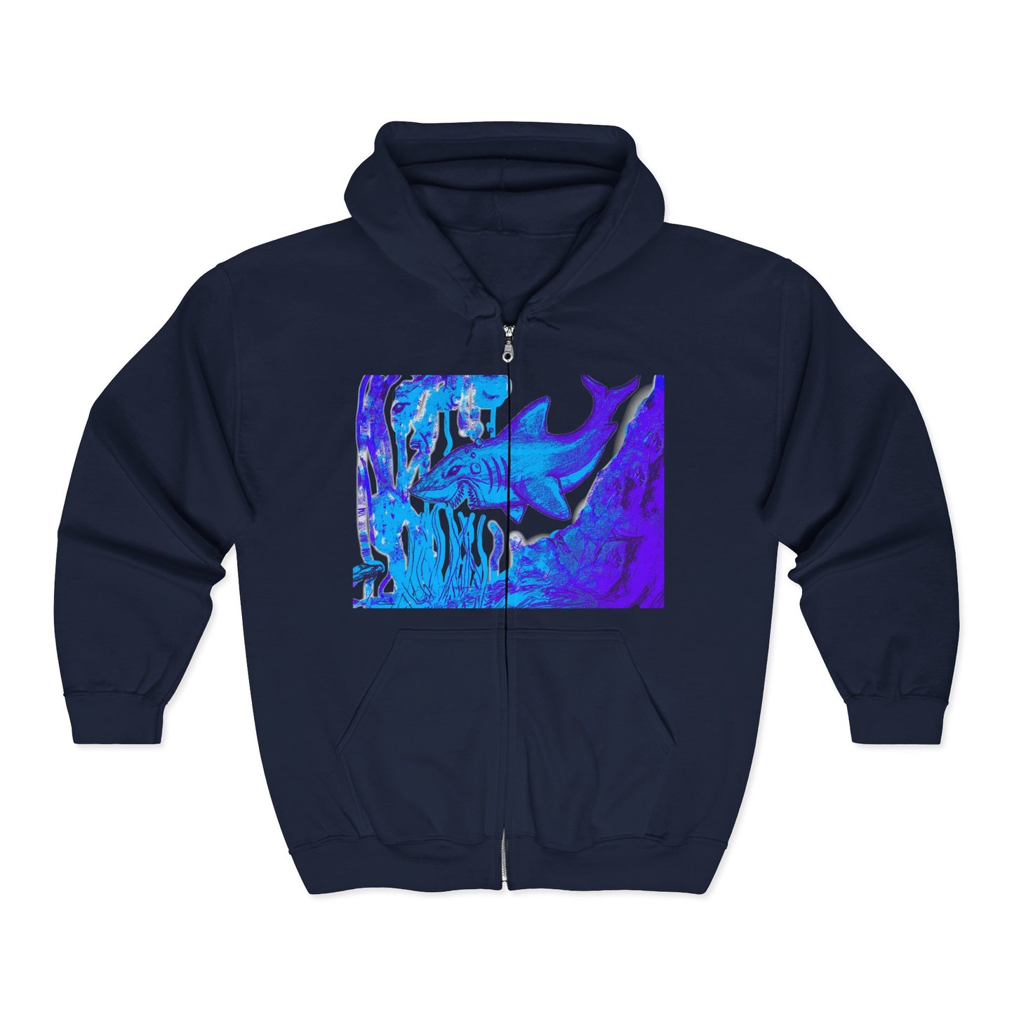 Abstract Blue Wave Zip Hoodie – Psychedelic Ocean Art Full‑Zip Sweatshirt