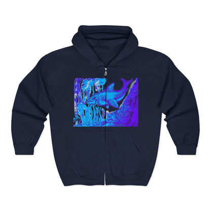 Abstract Blue Wave Zip Hoodie – Psychedelic Ocean Art Full‑Zip Sweatshirt