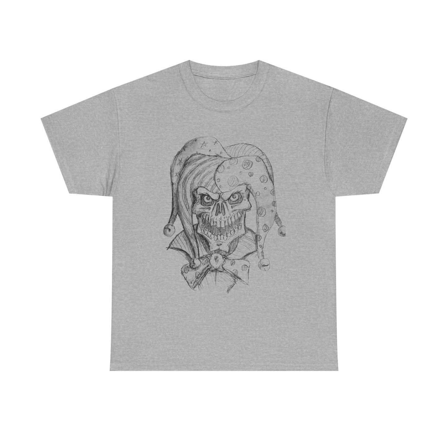 Skull Jester Sketch T-Shirt — Gothic Horror Skull Joker Tee