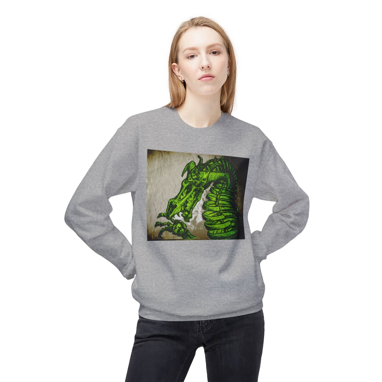 Vintage Green Dragon Unisex Midweight Softstyle Fleece Crewneck Sweatshirt