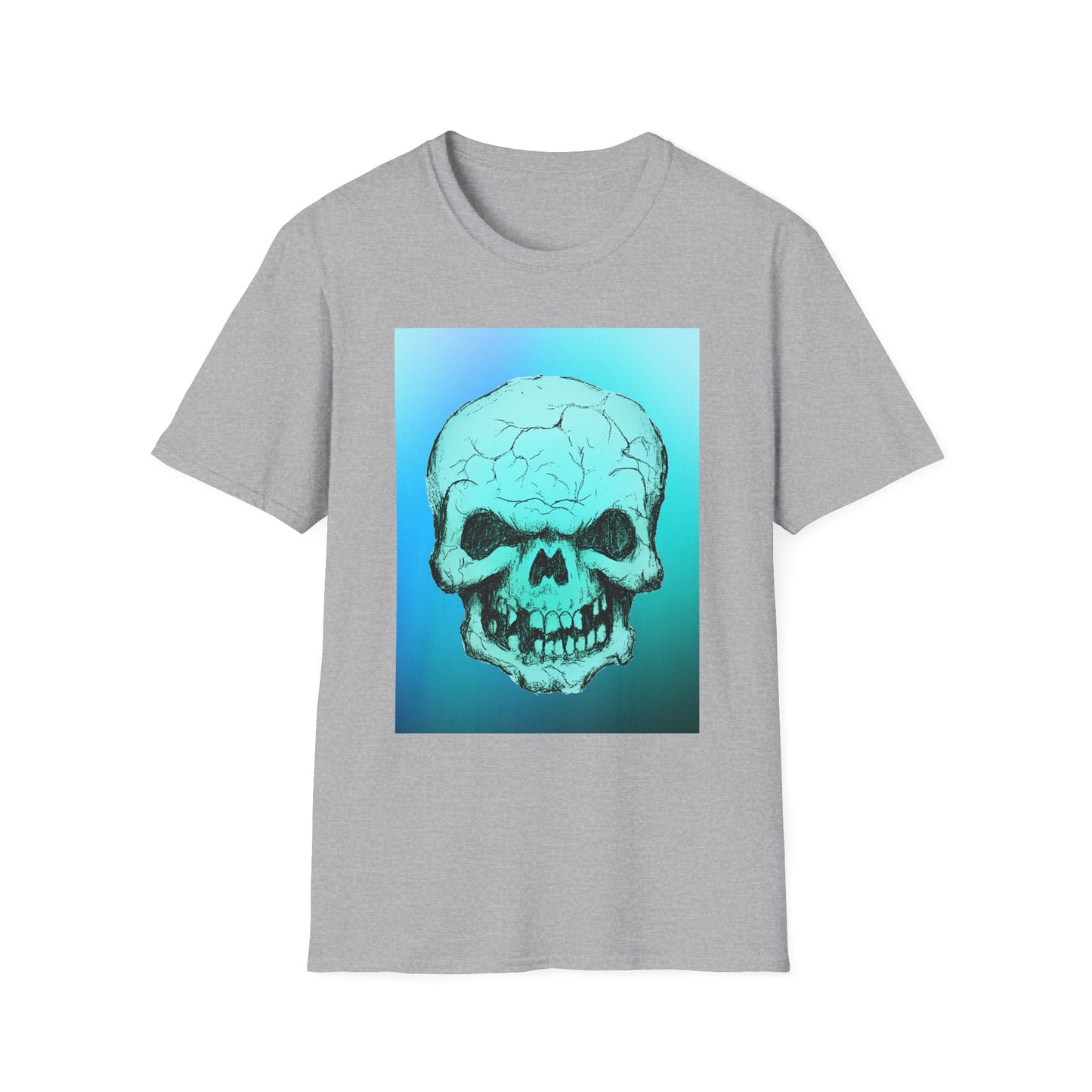 Skull Graphic  Bright Colored Unisex Softstyle T-Shirt, Edgy Tee, Casual Wear, Festival Apparel, Gift for Horror Fans, Halloween Clothing
