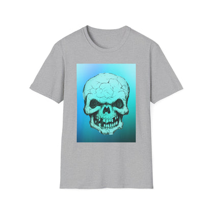 Skull Graphic  Bright Colored Unisex Softstyle T-Shirt, Edgy Tee, Casual Wear, Festival Apparel, Gift for Horror Fans, Halloween Clothing
