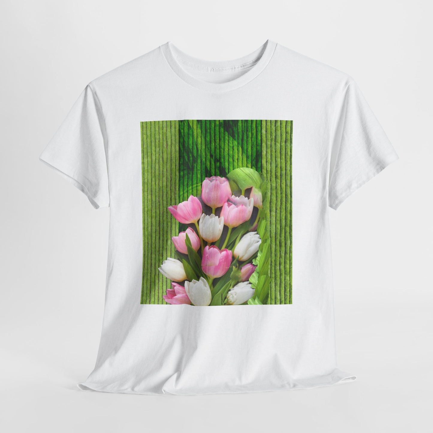 Textured Tulips Unisex Heavy Cotton Tee - Vibrant Spring Blossom T-Shirt, Everyday Wear, Gift for Plant Lovers, Mother's Day Apparel, [...]