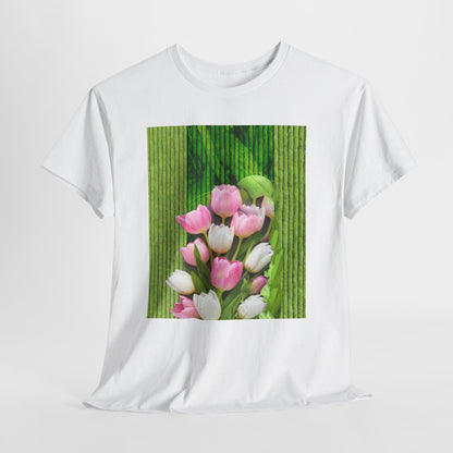 Textured Tulips Unisex Heavy Cotton Tee - Vibrant Spring Blossom T-Shirt, Everyday Wear, Gift for Plant Lovers, Mother's Day Apparel, [...]