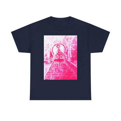Pink Pyramid Eye Vibrant Artistic Unisex Heavy Cotton Tee | Creative Graphic Tee for Art Lovers, Casual Wear, Gifts, Festival Apparel, Statement Shirt
