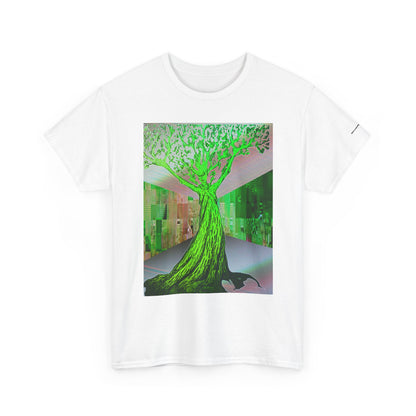 Green Neon Tree Graphic Tee – Surreal Nature Art T-Shirt