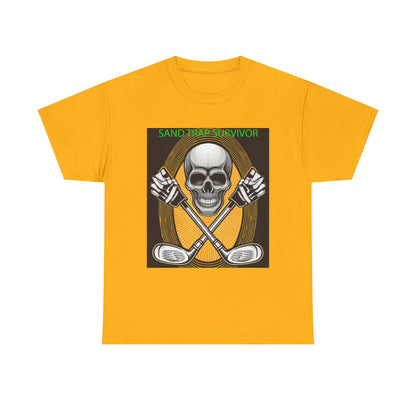 Golf Survivor Skull Tee, Unisex Heavy Cotton T-Shirt, Perfect Gift for Golf Lovers, Sports Apparel, Casual Wear, Skull Design