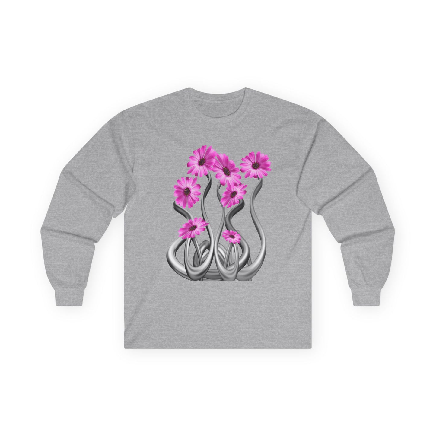 Long Sleeve Tee — Pink Floral Tentacle Garden Graphic