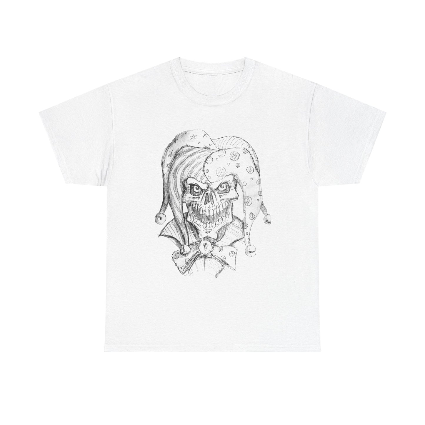 Skull Jester Sketch T-Shirt — Gothic Horror Skull Joker Tee