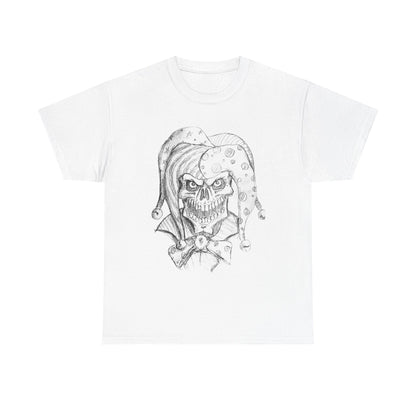 Skull Jester Sketch T-Shirt — Gothic Horror Skull Joker Tee