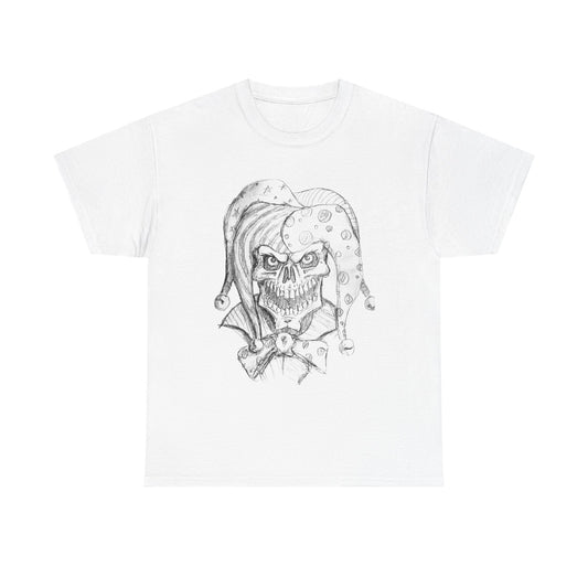 Skull Jester Sketch T-Shirt — Gothic Horror Skull Joker Tee