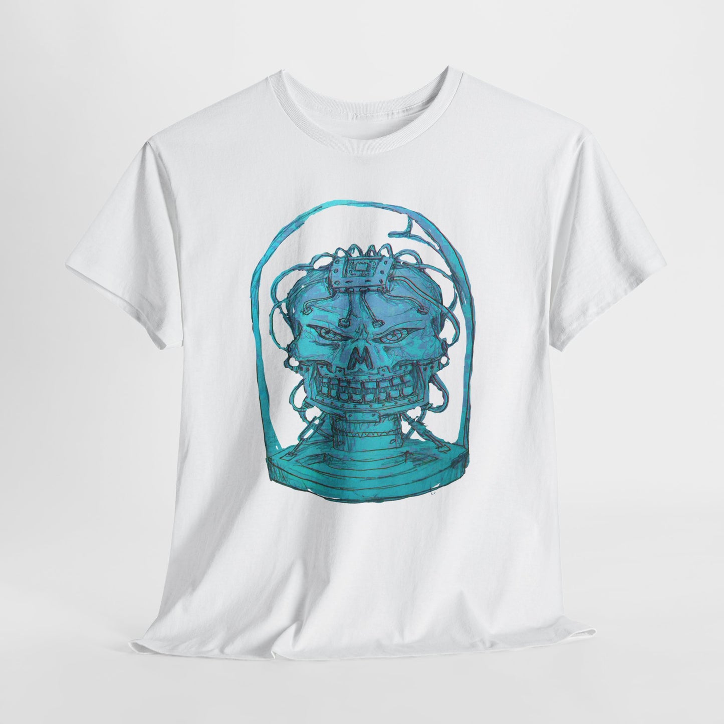 Vibrant Turquoise skull original design Unisex Heavy Cotton Tee
