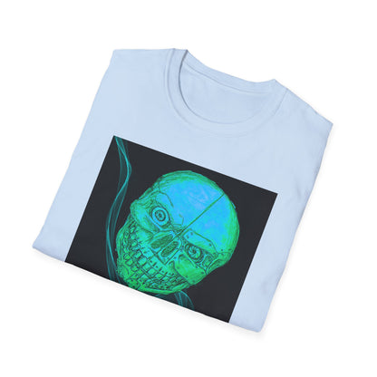 Glow-in-the-Dark floating vibe Skull T-Shirt, Creepy Halloween Tee, Unisex Softstyle Top, Spooky Gift for Teens, Unique Graphic Shirt