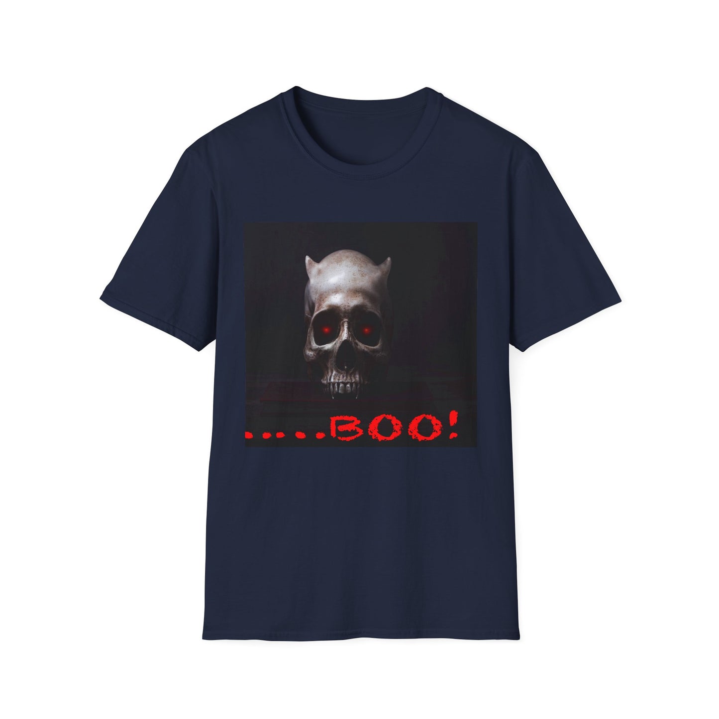 Spooky Skull BOO Halloween Tee, Unisex Softstyle T-Shirt, Halloween Apparel, Casual Ghost Shirt, October Fun Wear, Boo T-Shirt