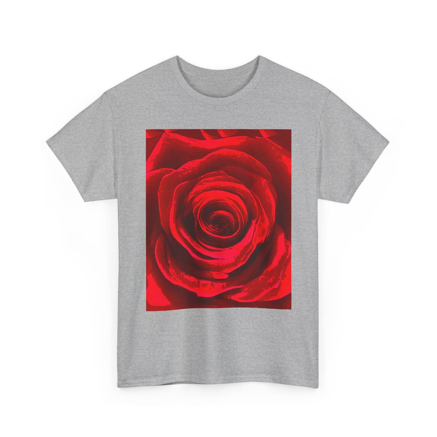 Romantic Rose Unisex Heavy Cotton Tee, Gift for Valentine's Day, Floral Shirt, Casual Wear, Love, Nature Lover Tee