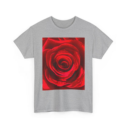 Romantic Rose Unisex Heavy Cotton Tee, Gift for Valentine's Day, Floral Shirt, Casual Wear, Love, Nature Lover Tee