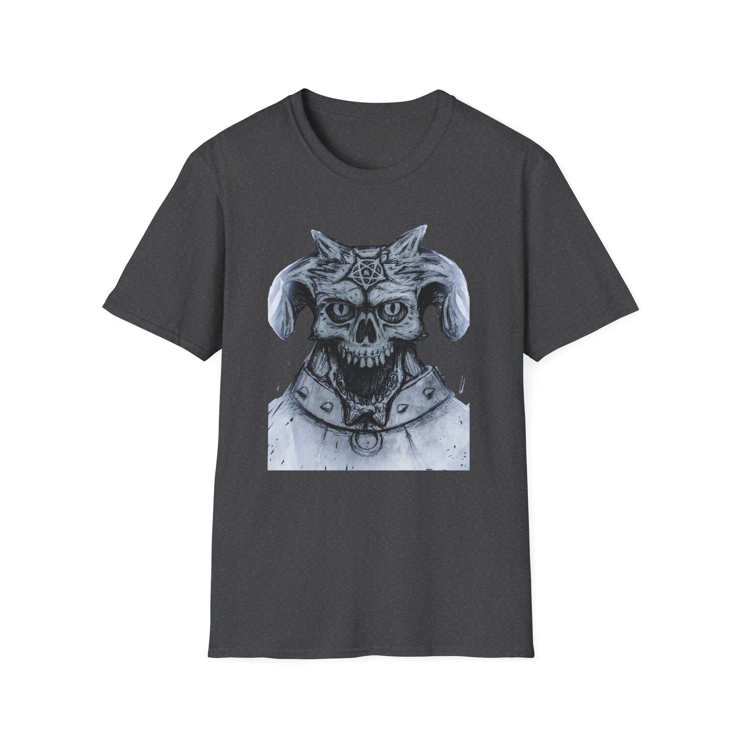 Edgy Graphic Tee: Unisex Softstyle T-Shirt with Skull Design, Art Lover Gift, Halloween Costume, Casual Wear, Unique Artwork Apparel