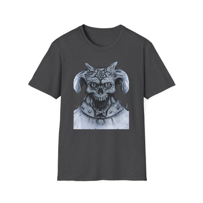 Edgy Graphic Tee: Unisex Softstyle T-Shirt with Skull Design, Art Lover Gift, Halloween Costume, Casual Wear, Unique Artwork Apparel