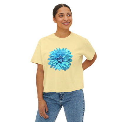 Floral Women's Boxy Tee, Casual Summer T-Shirt, Boho Chic Top, Gift for Her, Trendy Graphic Tee