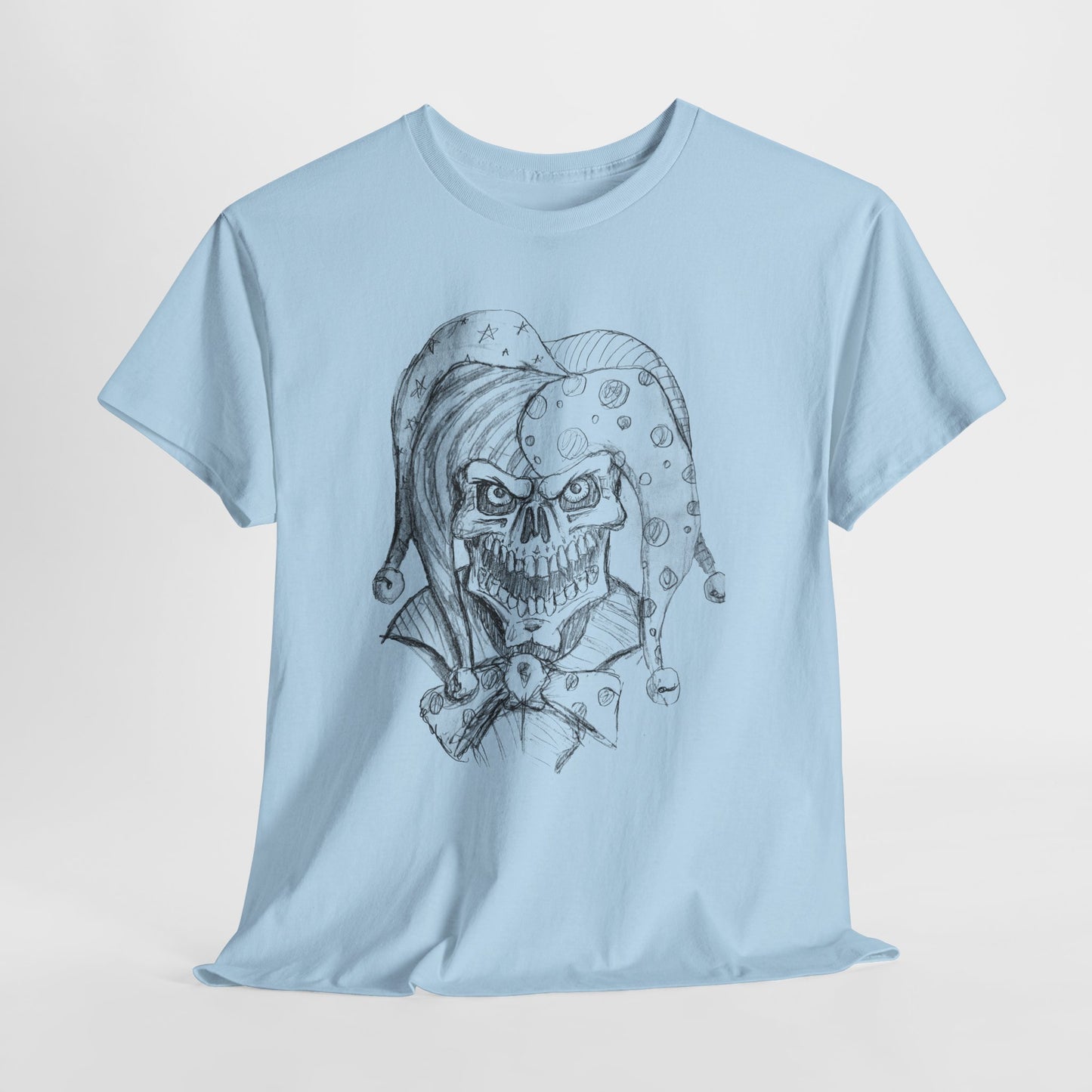 Skull Jester Sketch T-Shirt — Gothic Horror Skull Joker Tee