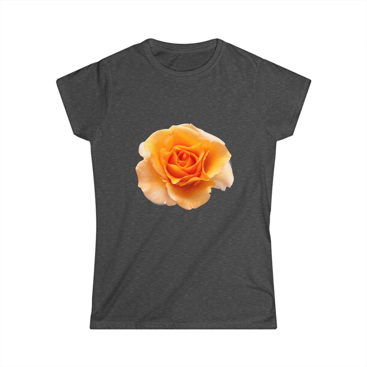 Women's Single Peach Rose Floral T-Shirt - Softstyle Tee with Delicate Yellow Rose, Perfect for Spring Outings, Mother’s Day Gift, Casual Wear, Flower [...]
