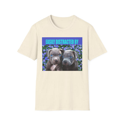 Easily Distracted by Puppies Cute Dog Lover T-Shirt, Easily Distracted by Dogs Tee, Perfect Gift for Pet Owners, Animal Lover Apparel, Casual Everyday Wear
