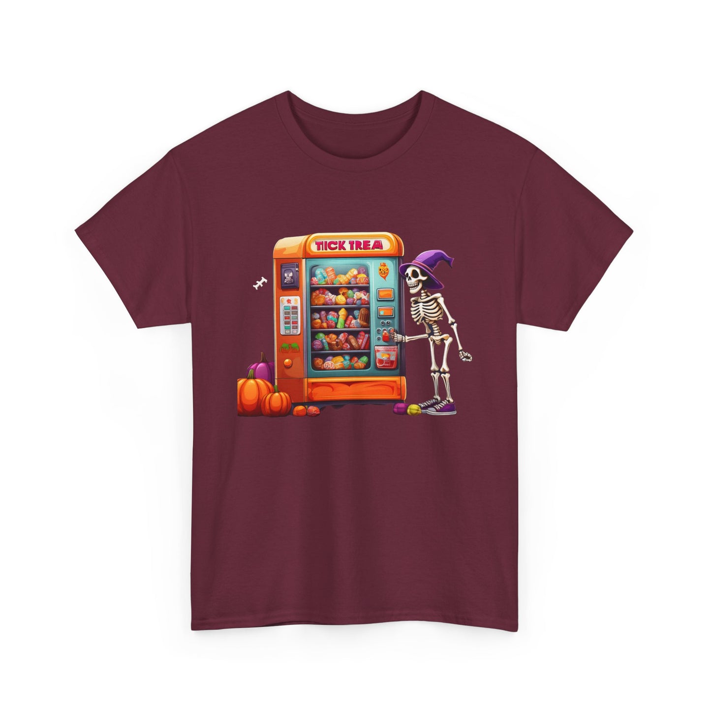 Halloween Skeleton Vending Machine Tee | Unisex Heavy Cotton T-Shirt, Spooky Shirt, Fall Fashion, Trick or Treat Top, Halloween Costume
