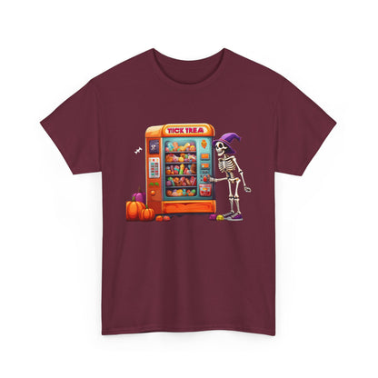 Halloween Skeleton Vending Machine Tee | Unisex Heavy Cotton T-Shirt, Spooky Shirt, Fall Fashion, Trick or Treat Top, Halloween Costume