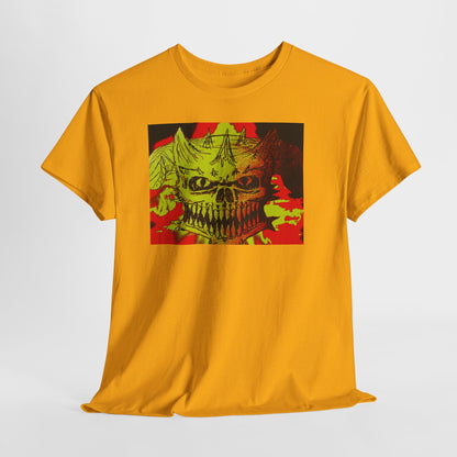 Skull Flame Graphic Tee — Neon Horror Skull T-Shirt