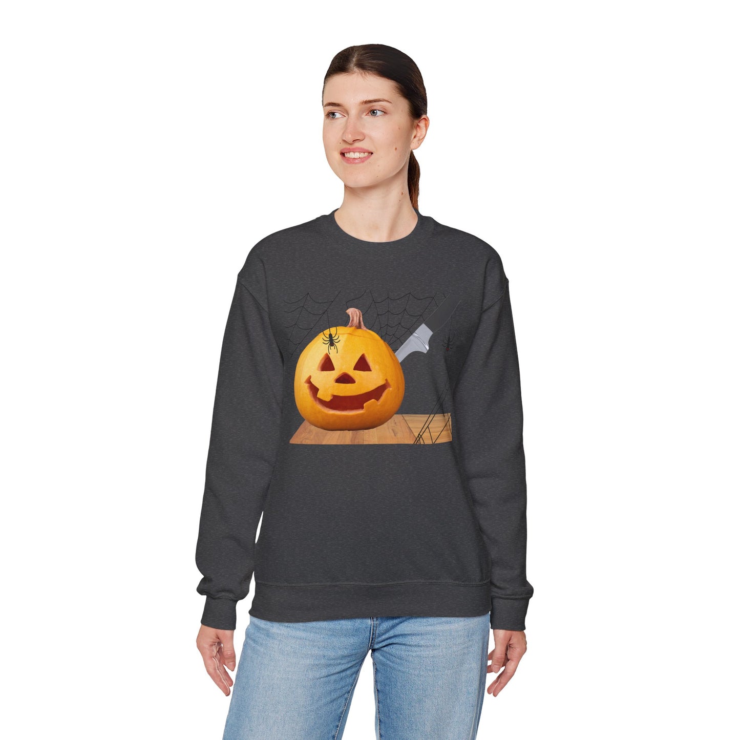 Halloween Horror Smiling Pumpkin Face Sweatshirt