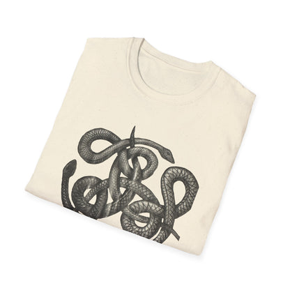 Serpent Design T-Shirt - Unisex Softstyle Apparel for Nature Lovers, Graphic Tee, Casual Wear, Gift for Her/Him, Birthday