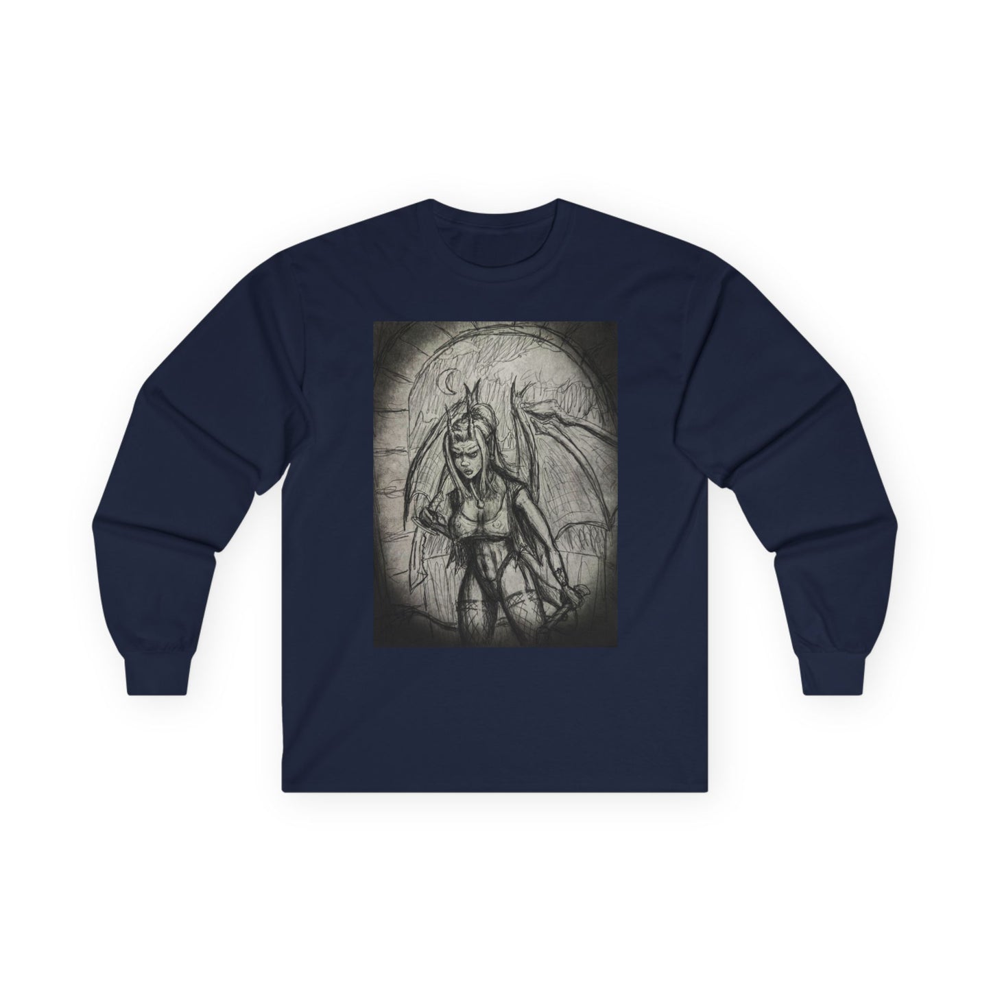 Gothic Winged Demon Long Sleeve Tee