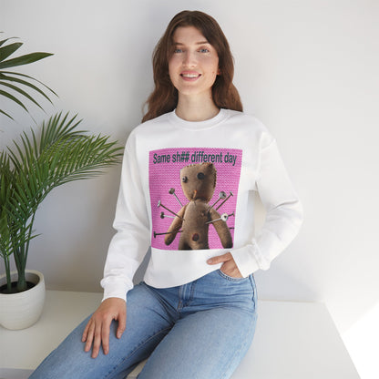 Voodoo Doll Funny Graphic Crewneck Sweatshirt, Casual Everyday Wear, Perfect Gift for Friends & Family, Humor, Quirky Style, Unisex