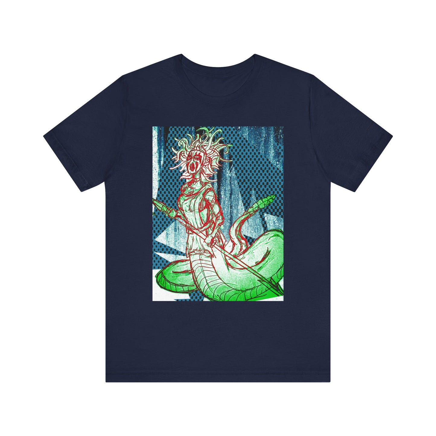 Mythic Serpent Goddess Tee — Neon Medusa Illustration T-Shirt