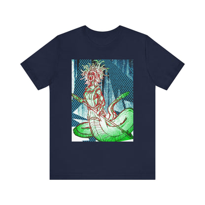 Mythic Serpent Goddess Tee — Neon Medusa Illustration T-Shirt