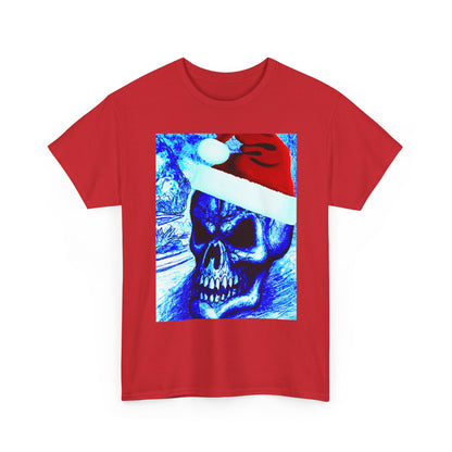 Christmas Skull Tee — Blue Santa Skull Holiday T-Shirt