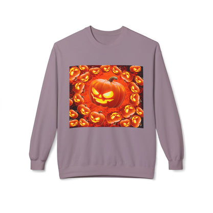Halloween Pumpkin Planet Crewneck Sweatshirt, Cozy Unisex Fleece, Fall Fashion, Spooky Vibes, Seasonal Sweatshirt, Perfect for Autumn
