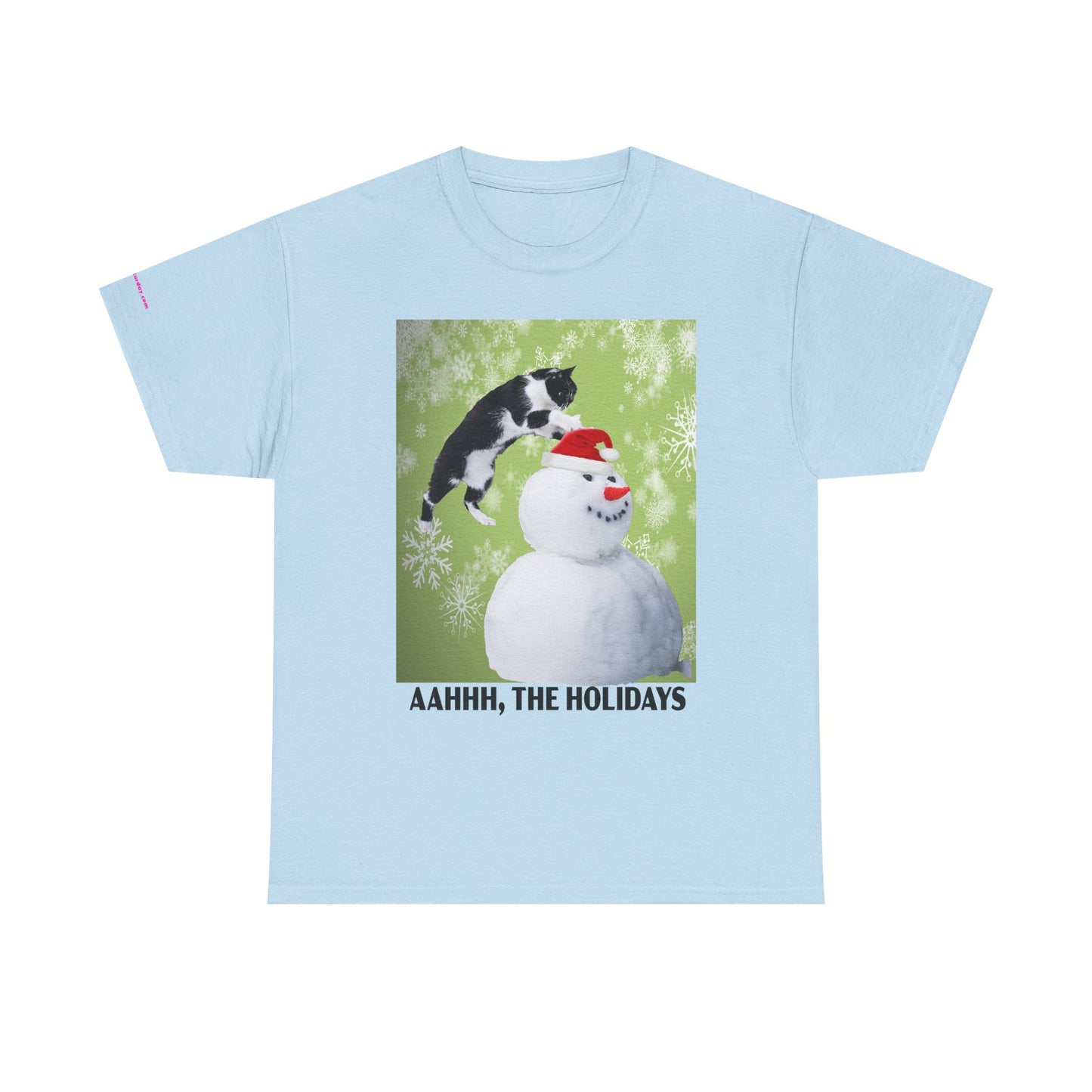 Holiday Cat T‑Shirt – “Aahhh, The Holidays” Funny Snowman Cat Tee