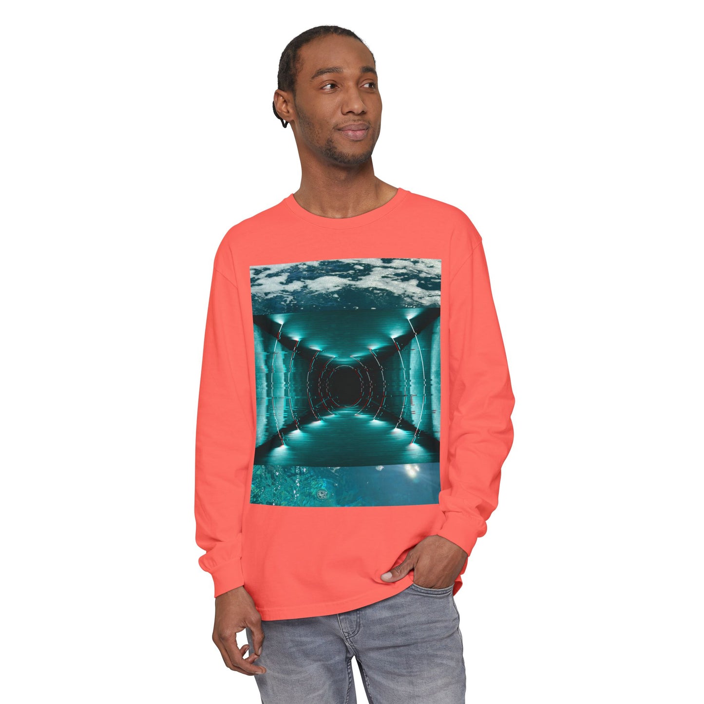 Abstract Fluid Unisex Garment-dyed Long Sleeve T-Shirt