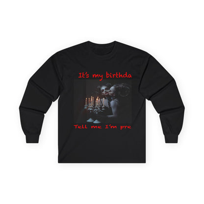 Disturbed Birthday Celebration Long Sleeve Tee, Fun Birthday Shirt, Unisex Casual Tee, Funny Gift for Dog Lovers, Party Outfit