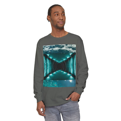 Abstract Fluid Unisex Garment-dyed Long Sleeve T-Shirt