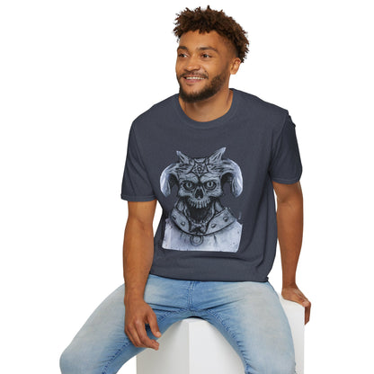 Edgy Graphic Tee: Unisex Softstyle T-Shirt with Skull Design, Art Lover Gift, Halloween Costume, Casual Wear, Unique Artwork Apparel