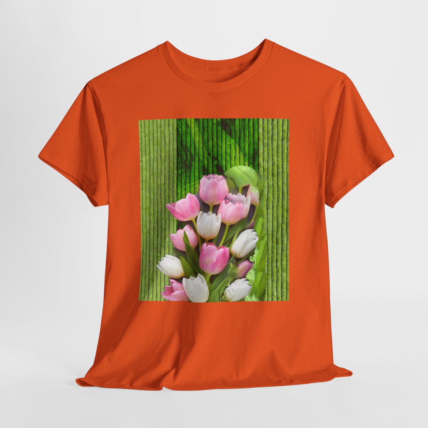 Textured Tulips Unisex Heavy Cotton Tee - Vibrant Spring Blossom T-Shirt, Everyday Wear, Gift for Plant Lovers, Mother's Day Apparel, [...]