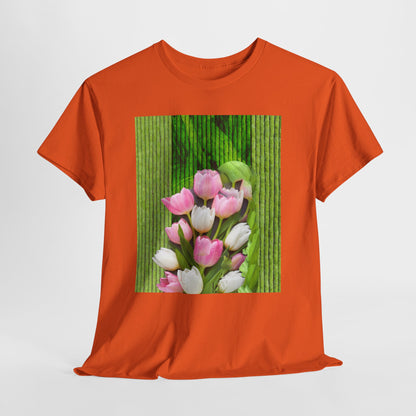 Textured Tulips Unisex Heavy Cotton Tee - Vibrant Spring Blossom T-Shirt, Everyday Wear, Gift for Plant Lovers, Mother's Day Apparel, [...]